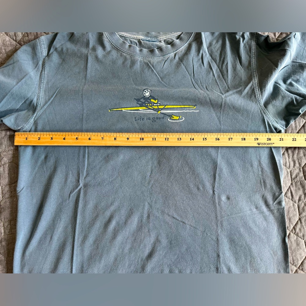 RARE Life Is Good rowing-themed classic t-shirt slate blue men’s size M - Picture 6 of 8